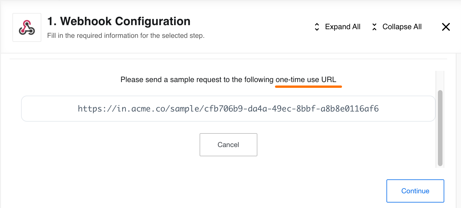 WebHook step: send sample request