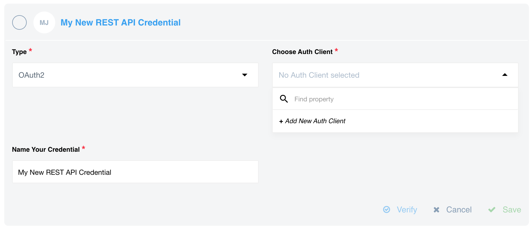 Choose OAuth2 type credential in REST-API component.