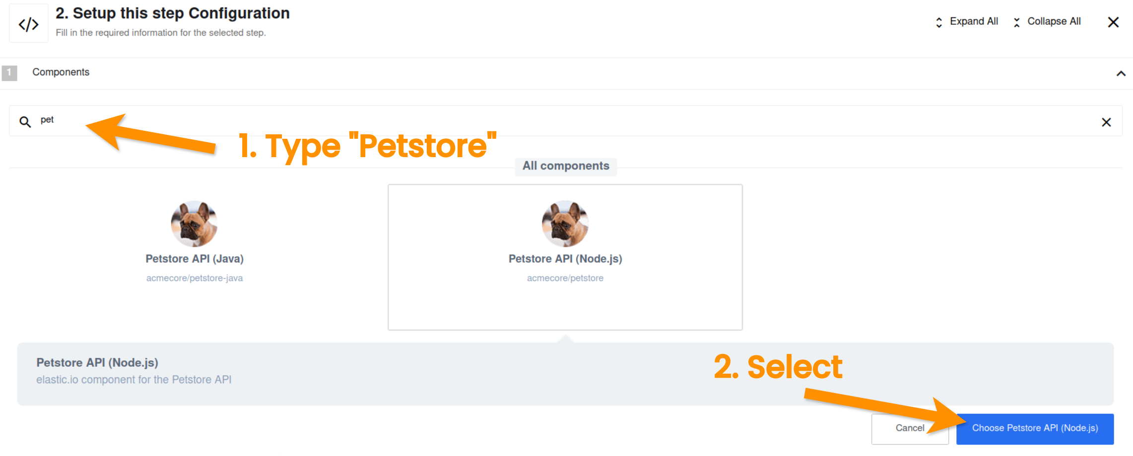Choose Petstore component