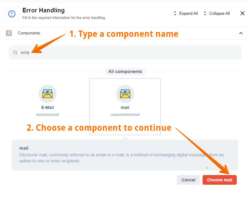 Choose e-mail component