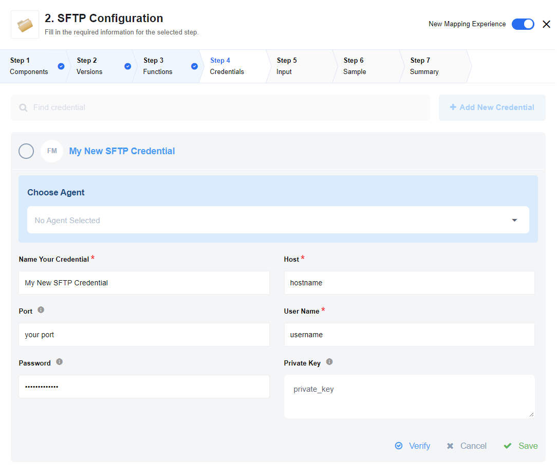 My new SFTP credential
