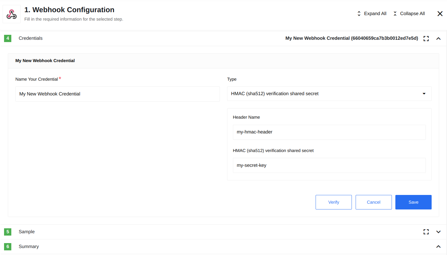 HMAC-credentials-settings